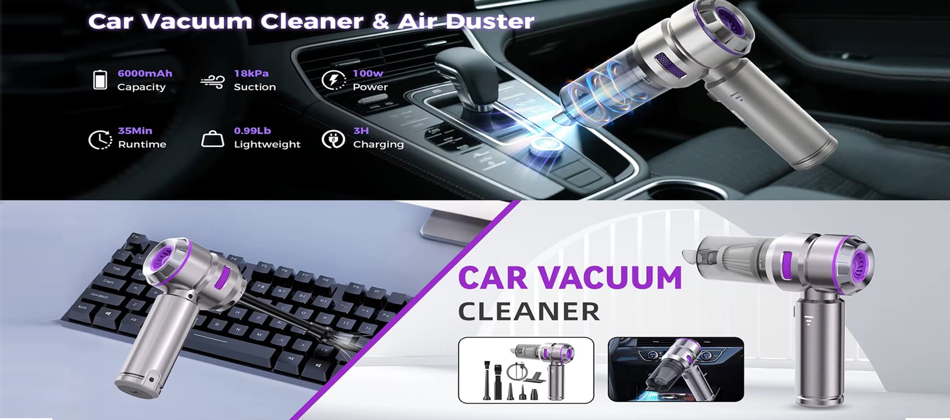 VONVIX car vacuum cleaner and air duster