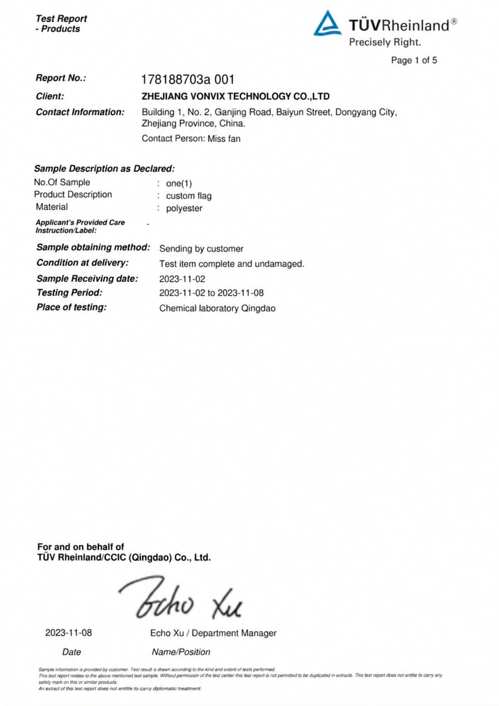 AZO document preview available from VONVIX